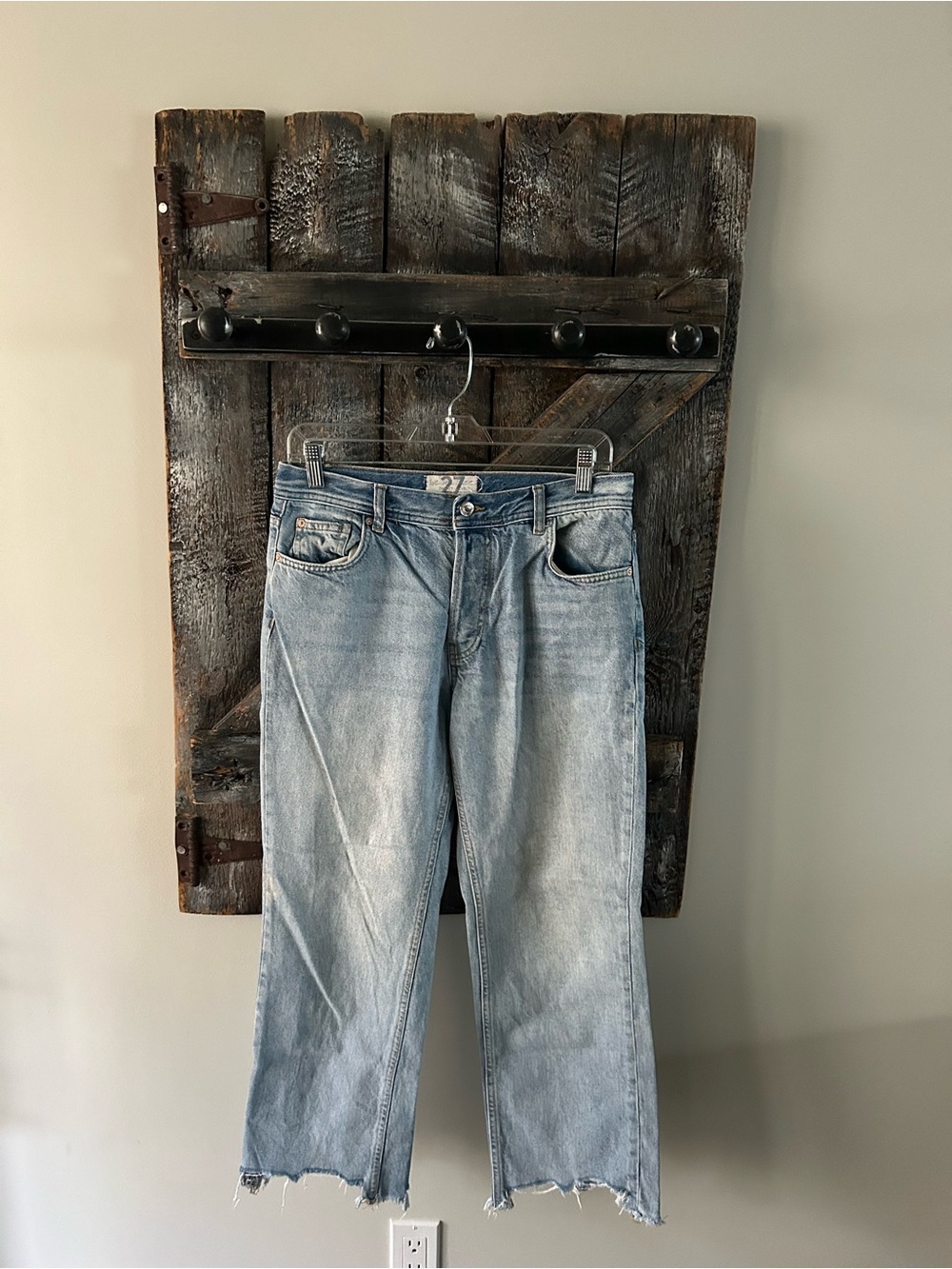 Women's We the Free Light Blue Cropped Raw Cuff Jeans - Casual Straight Crop
